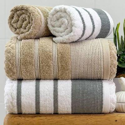 Jogo De Toalha Banhão Treviso 4 Peças 100% Algodão Fio Penteado Branco/bege