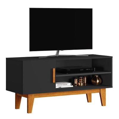 Rack Bancada Para Tv De Até 42 1 Porta Dallen Preto/naturale