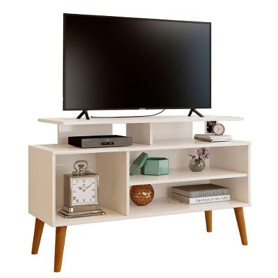 Rack Bancada Para Tv De Até 42 2 Prateleiras Lynne Off White/canela