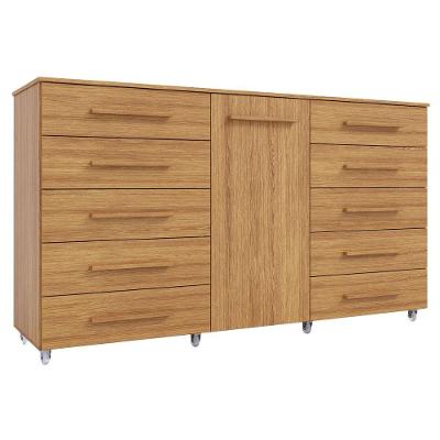 Cômoda Multiuso 10 Gavetas 1 Porta Ferrari Com Rodízios Madeirado