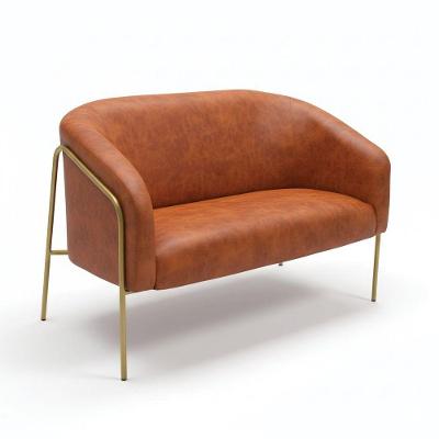 Sofá 2 Lugares Namoradeira Stella Base Industrial Alta Dourada Sintético Pu Nozes D03 - D'rossi