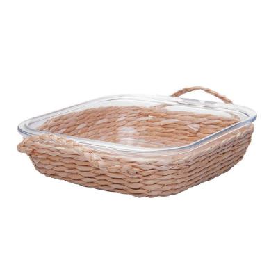 Refratário De Vidro Resistente Ao Calor Com Suporte Em Fibra Natural 25,5x23x5cm Wolff