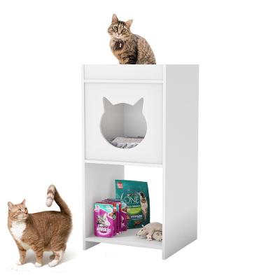 Mesa De Cabeceira Neko Com Casinha Para Gato E Nicho Integrado Branco - Abmaza