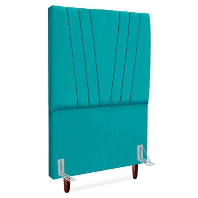 Cabeceira Solteiro 90 Cm Com Frame Belgica Suede Azul Turquesa Artte Azul Turquesa
