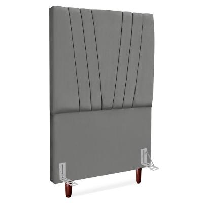 Cabeceira Solteiro 90 Cm Com Frame Belgica Suede Cinza Artte Cinza
