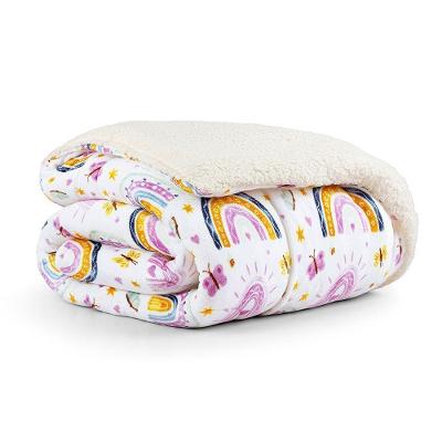 Coberdrom Solteiro Tutti Kids Manta 100g Dupla Face Flannel E Sherpa 01 Peça 100% Poliéster - Rainbow