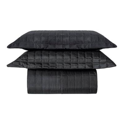 Cobre Leito Colcha King Com 2 Porta Travesseiros Matelassê Percal 300 Fios Basic 100% Poliéster - Preto