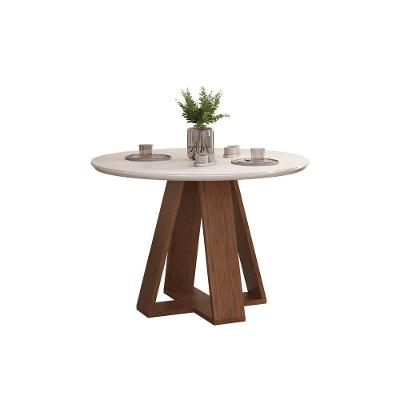 Mesa De Jantar Kiara Tampo Chanfrado Redondo Freijó Com Tampo Off White