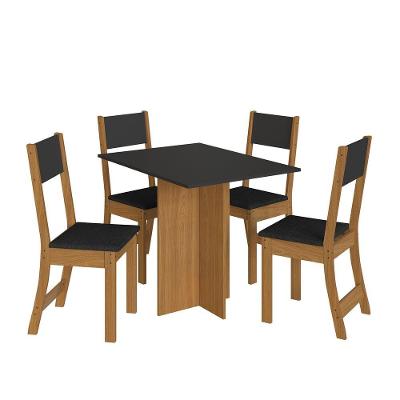Mesa Talita Com 4 Cadeiras Freijo/chumbo Com Assento Preto - Indekes