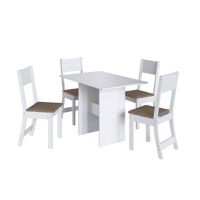 Conjunto Mesa Karla Paris Com 4 Cadeiras Branco Cacau - Indekes