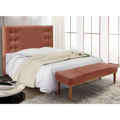 Kit Recamier E Cabeceira Santorini Spz 140cm Veludo Cobre