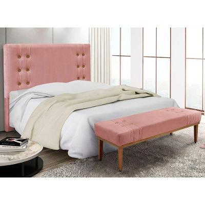 Kit Recamier E Cabeceira Santorini Spz 140cm Veludo Rosa