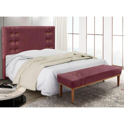 Kit Recamier E Cabeceira Santorini Spz 160cm Veludo Vinho