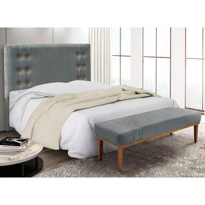 Kit Recamier E Cabeceira Santorini Spz 160cm Veludo Cinza
