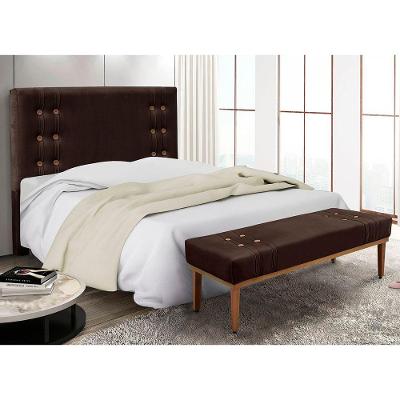 Kit Recamier E Cabeceira Santorini Spz 160cm Suede Marrom