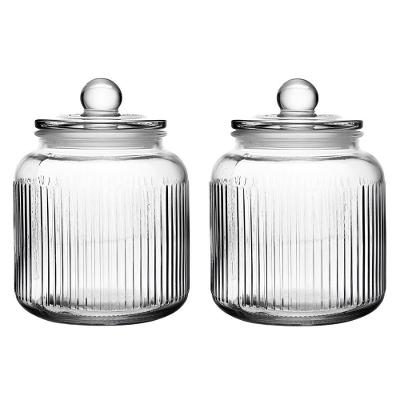 Conjunto De 2 Potes Herméticos De Vidro Canelado 1,3l Essência Lyor