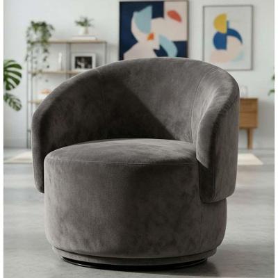 Poltrona Decorativa Giratória Sala De Estar Recepção Jasmine Suede Cinza