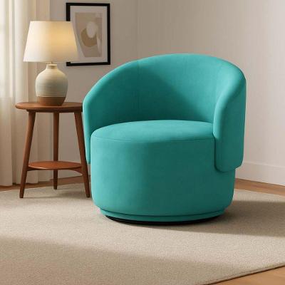 Poltrona Decorativa Giratória Sala De Estar Recepção Jasmine Suede Azul Tiffany