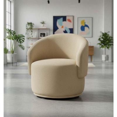 Poltrona Decorativa Giratória Sala De Estar Recepção Jasmine Suede Bege