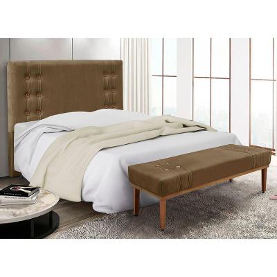 Kit Recamier E Cabeceira Santorini Spz 140cm Suede Caramelo