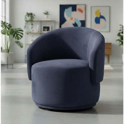 Poltrona Decorativa Giratória Sala De Estar Recepção Jasmine Suede Azul Marinho