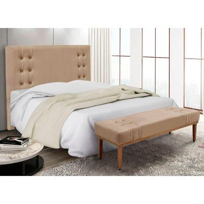 Kit Recamier E Cabeceira Santorini Spz 140cm Suede Bege
