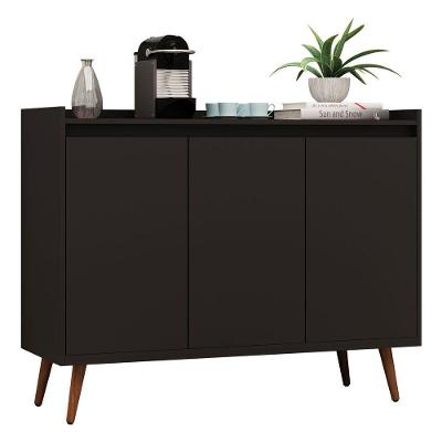 Balcao Buffet Retrô Delta 3 Portas Preto - Moveisaqui