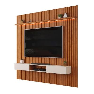 Home Ripado Para Tv De 75 Polegadas Trento Com Led Freijo Com Off White