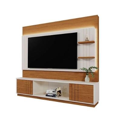 Home Rack Painel Guaiba Sala Para Tv De 65 Polegadas Off White Com Amendoa