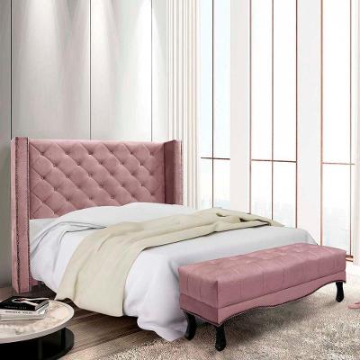 Kit Cabeceira E Recamier Egito Spz 140cm Veludo - Adj Decor Lilás