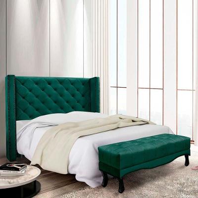 Kit Cabeceira E Recamier Egito Spz 140cm Veludo - Adj Decor Verde