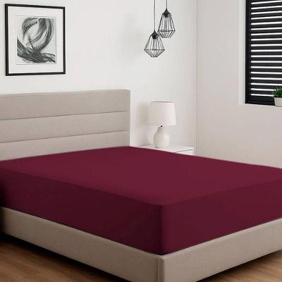 Lençol De Elástico Solteiro Malha Liso Vivaldi 100% Algodão Merlot