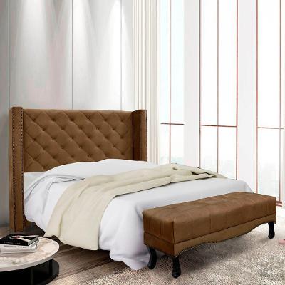 Kit Cabeceira E Recamier Egito Spz 90cm Suede - Adj Decor Caramelo