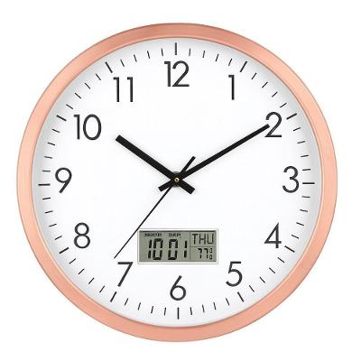 Relogio De Parede Moderno 30cm Digital Termometro Alarme Luxo Rose Gold