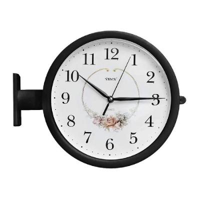 Relogio De Parede Dupla Face Vintage Estaçao De Trem Decorativo Retro Preto Luxo