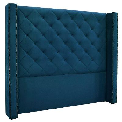 Cabeceira Estofada Egito Spz 160cm Casal Veludo - Doce Sonho Móveis Azul Marinho