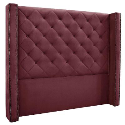 Cabeceira Estofada Egito Spz 160cm Casal Veludo - Vinho