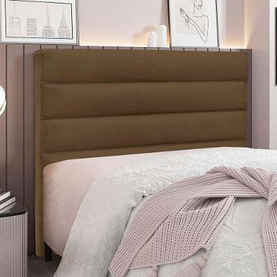 Cabeceira Estofada Nubia Spz 195cm King Size Suede - Caramelo
