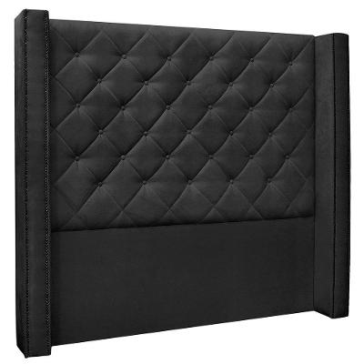 Cabeceira Estofada Egito Spz 90cm Solteiro Suede - Preto