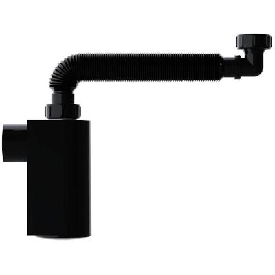 Sifão Extensivo Com Copo De Parede Universal Preto - Blukit