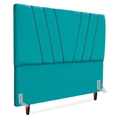 Cabeceira Queen 160 Cm Com Frame Belgica Suede Azul Turquesa Artte Azul Turquesa