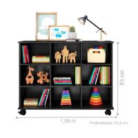 Estante Nicho Com Rodízios Kansas Preto - 3