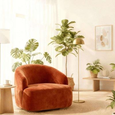 Poltrona Orgânica Luxo Recepção Lótus Suede Cor Terracota
