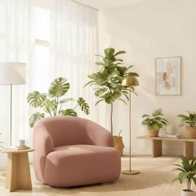 Poltrona Orgânica Luxo Recepção Lótus Linho Cor Rosê