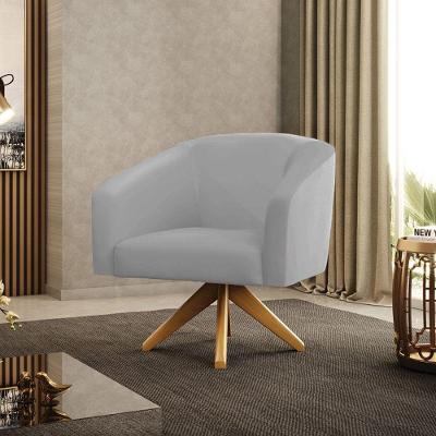 Poltrona Sala Decorativa Stella Base De Madeira Giratória Ma30 Sintético Cinza D03 - D'rossi