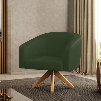 Poltrona Giratória Stella Sala Decorativa Sintético Pu Verde D'Rossi