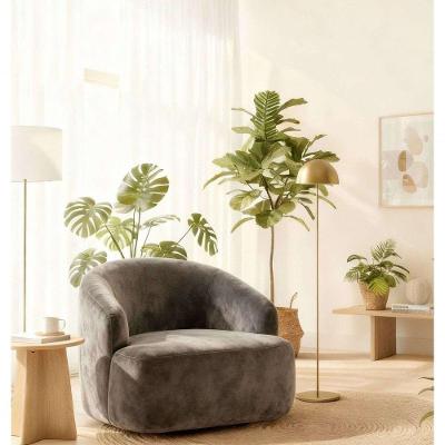 Poltrona Orgânica Luxo Recepção Lótus Suede Cor Cinza