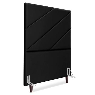 Cabeceira Solteiro 90 Cm Com Frame Cristal Corino Preto Artte Preto