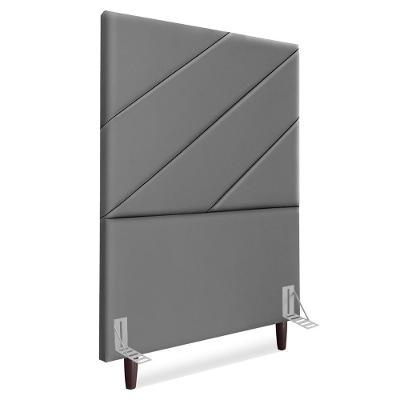 Cabeceira Solteiro 100 Cm Com Frame Cristal Corino Cinza Artte Cinza