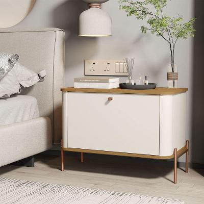 Mesa Cabeceira Tucupi Off White Com Nature Pe Bronze - Moveis Jb